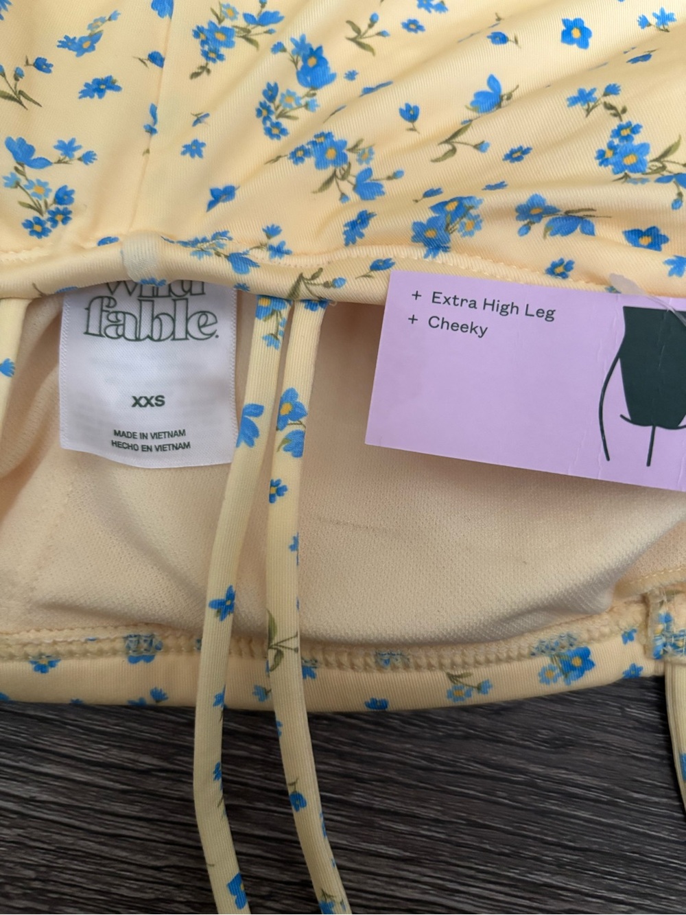 wild fable Yellow Floral Ruched One-Piece Swimsuit with Blue Print - Picture 3 of 3